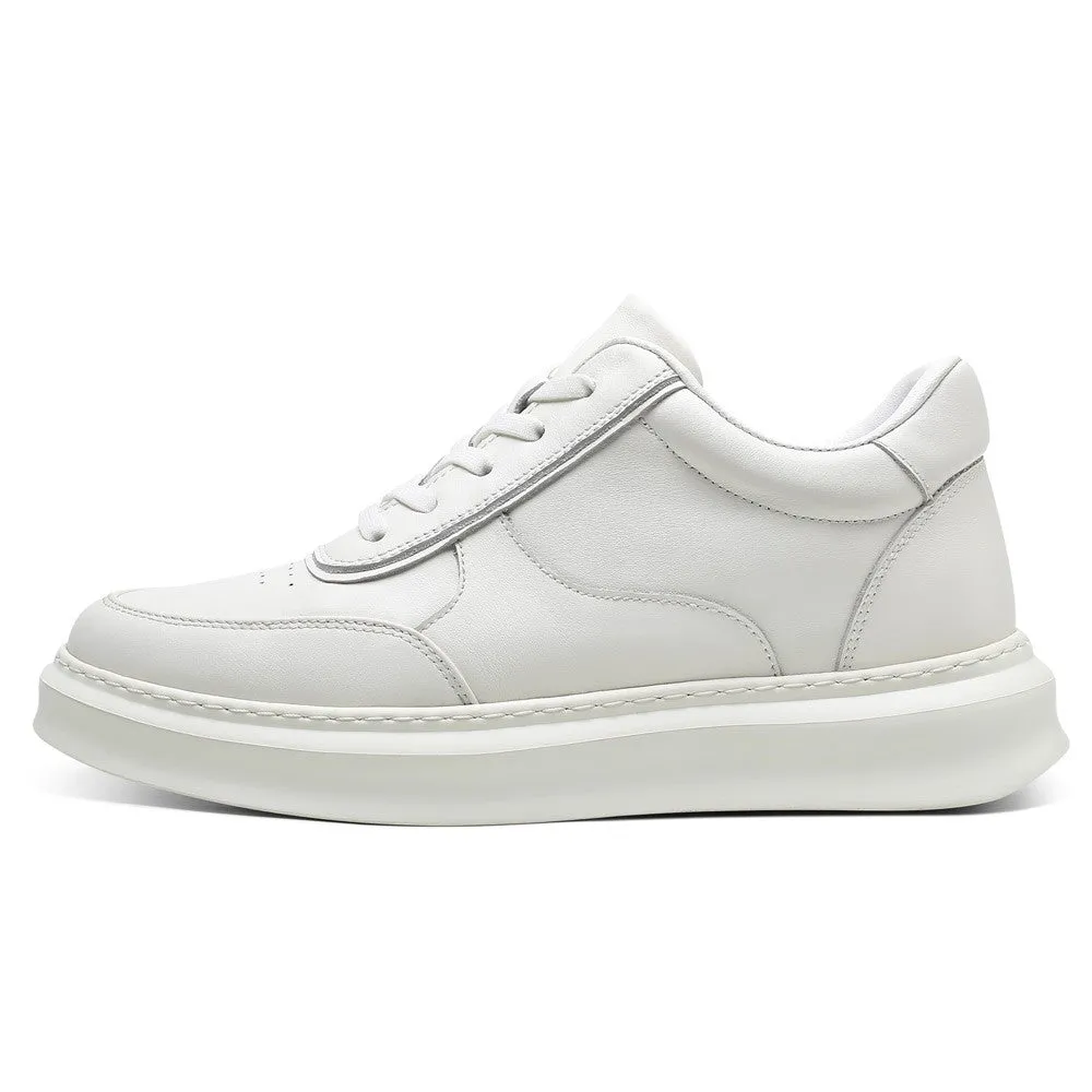 6 CM/2.36 Inches CMR CHAMARIPA Men's White Leather Elevator Sneakers