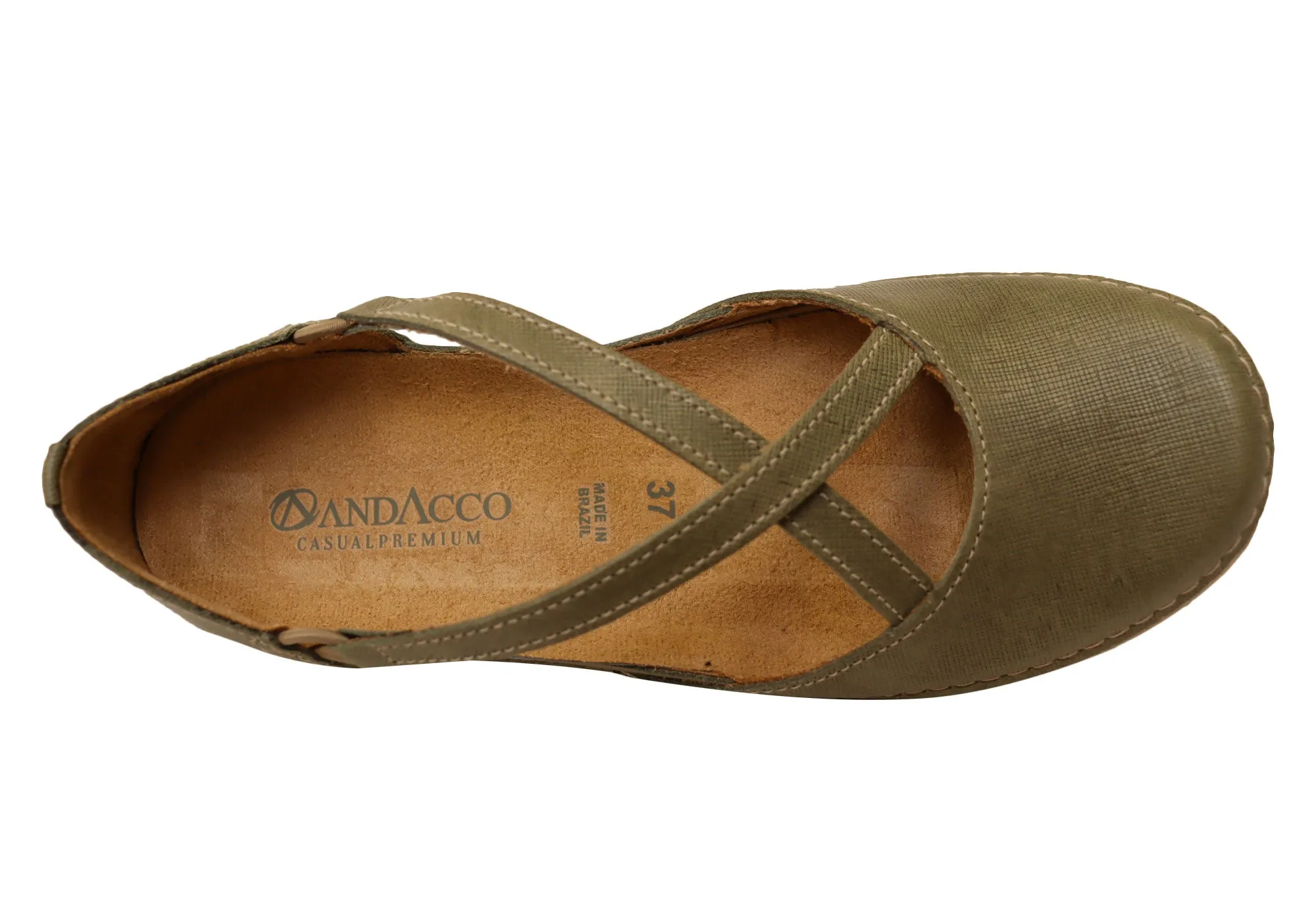 Andacco Moxley Womens Comfortable Leather Shoes Made In Brazil