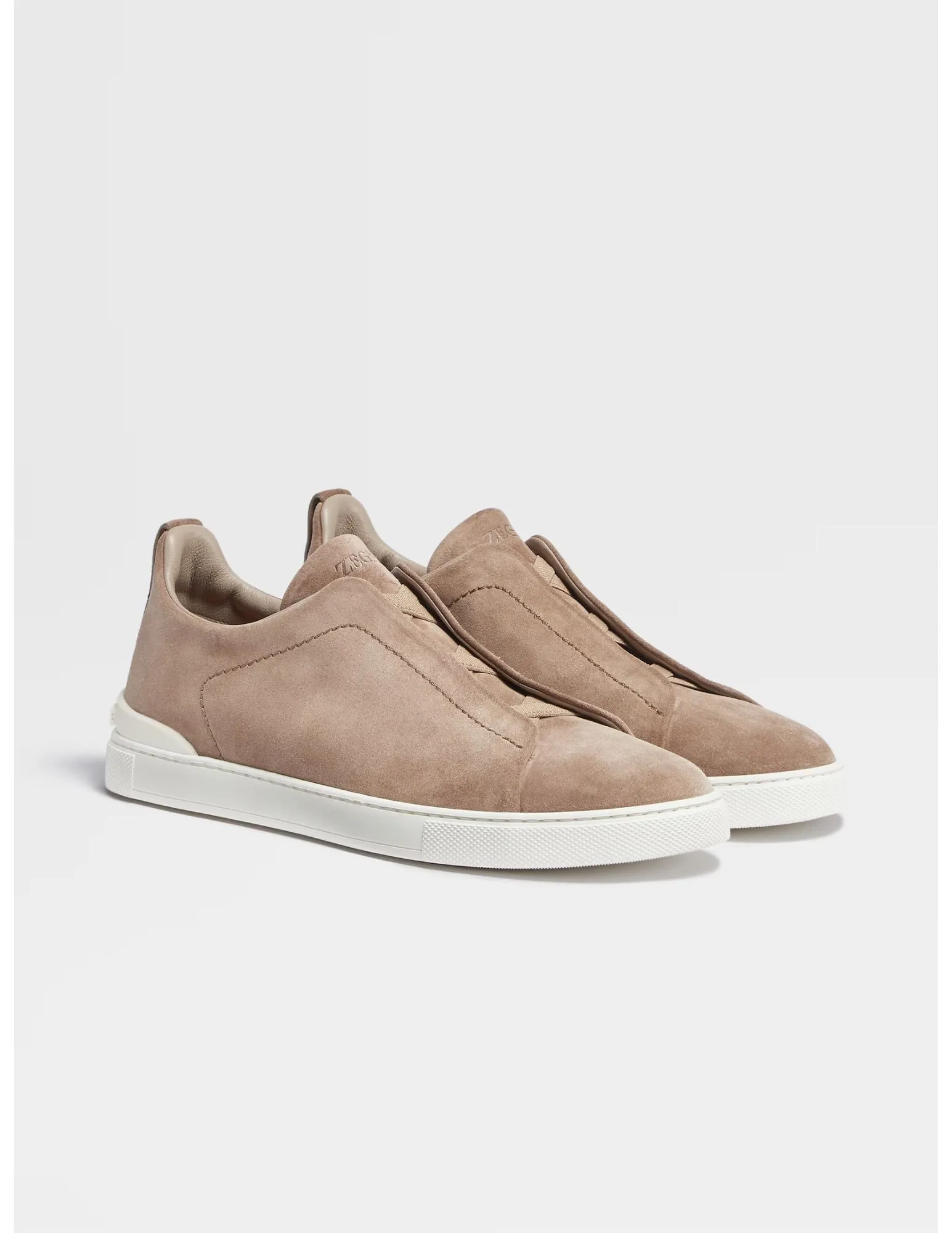 Beige Suede Triple Stitch Sneakers