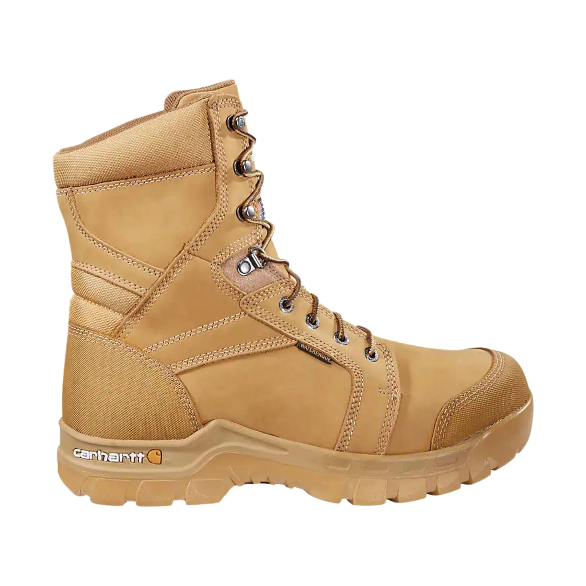 Carhartt Men's Rugged Flex Waterproof Insulated 8 Inch Soft Toe Work Boots - Wheat