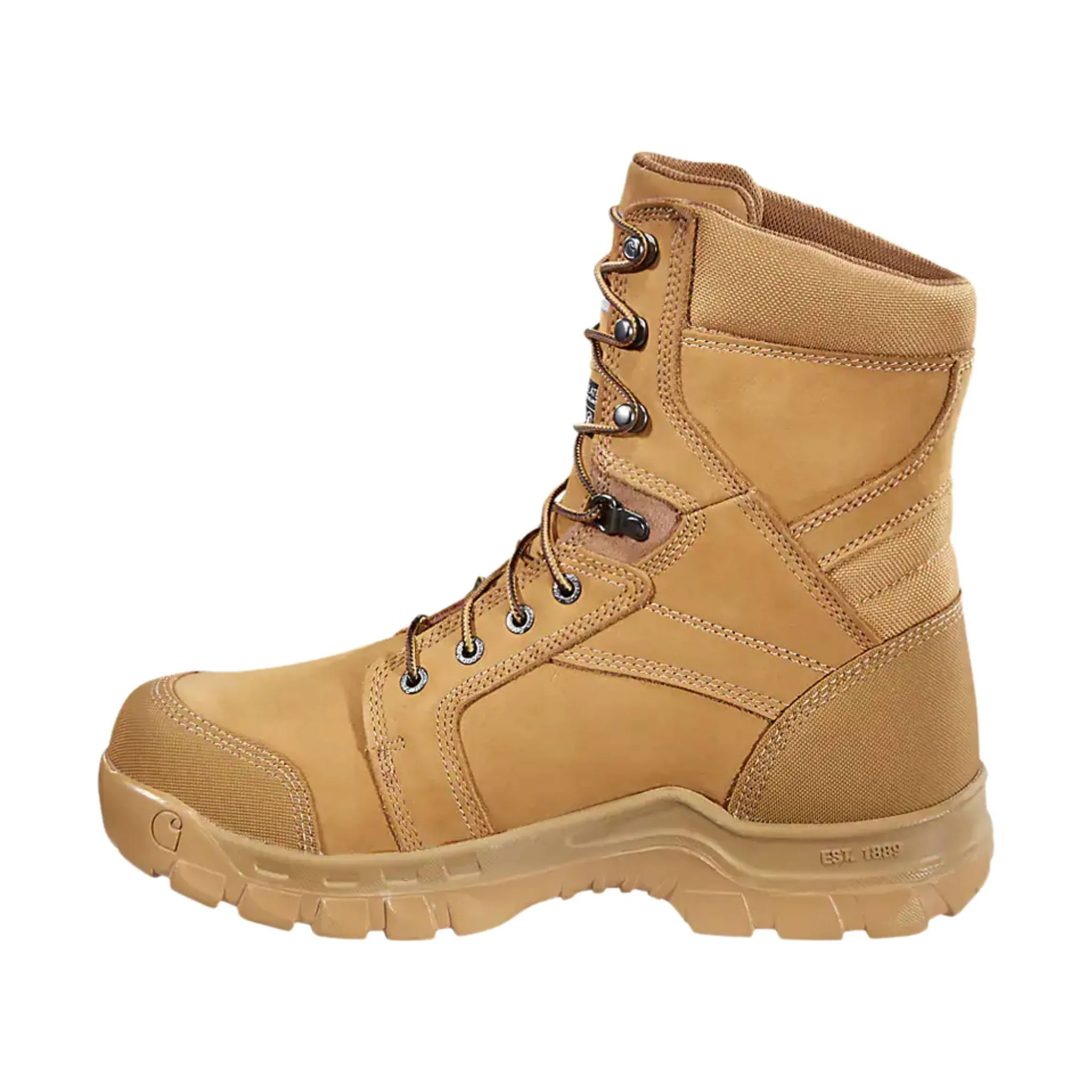 Carhartt Men's Rugged Flex Waterproof Insulated 8 Inch Soft Toe Work Boots - Wheat