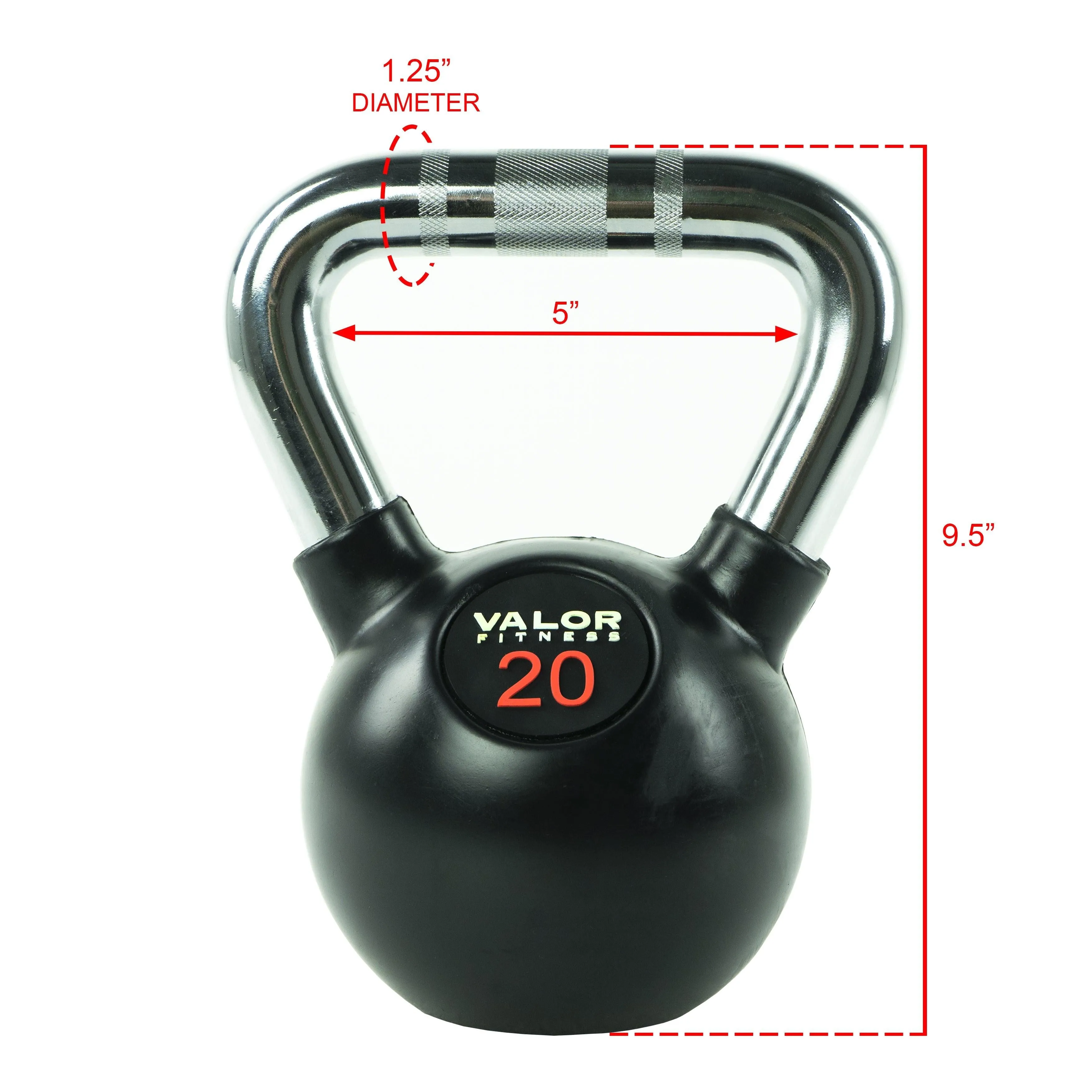 Chrome Handle Rubber Coated Kettlebells (8-70lbs)