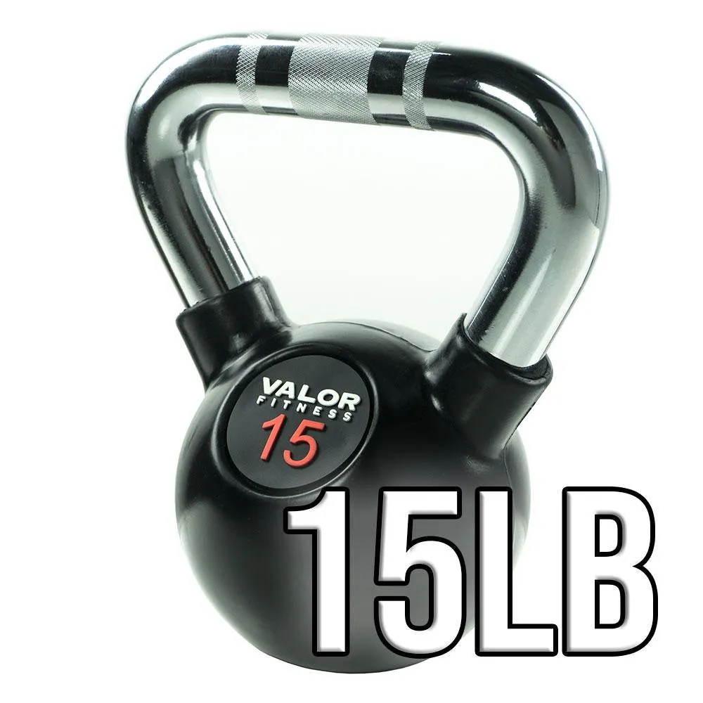 Chrome Handle Rubber Coated Kettlebells (8-70lbs)