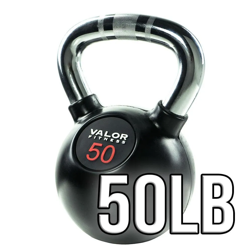 Chrome Handle Rubber Coated Kettlebells (8-70lbs)