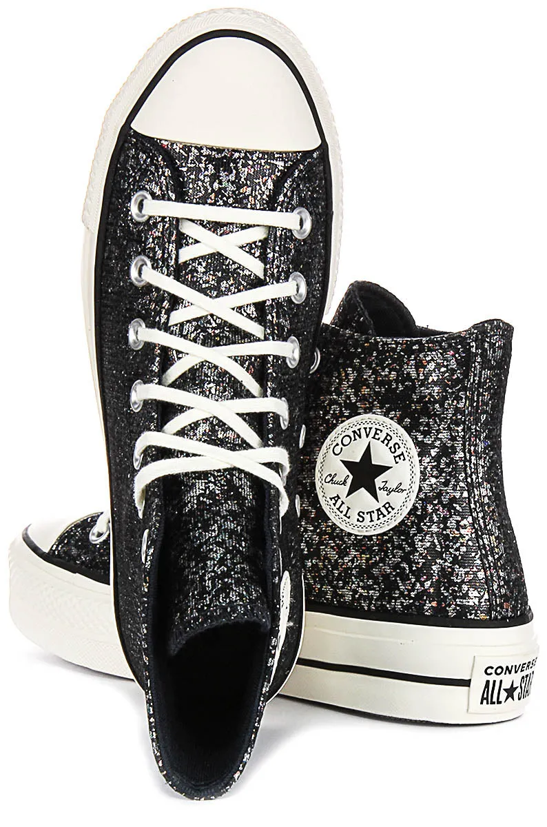 Converse Chuck Taylor A09551C Lift In Black Silver Glitter Platform