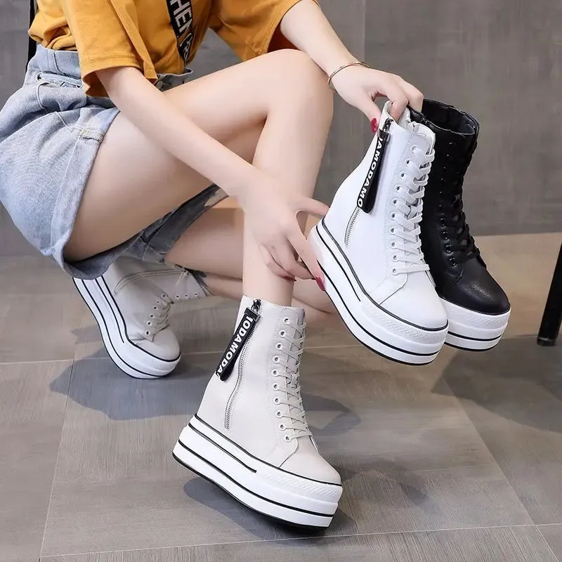 Funki Buys | Boots | Women's Platform Zip Ankle Boot Sneakers