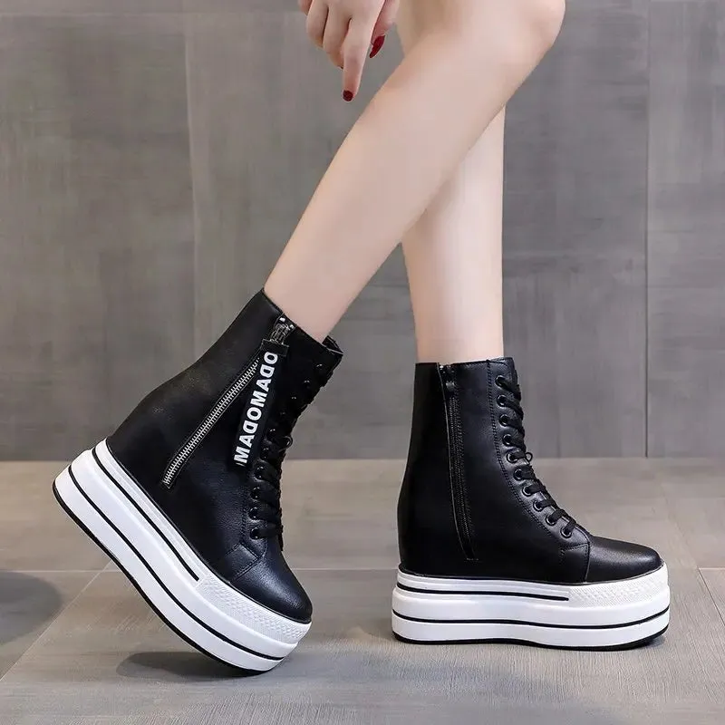 Funki Buys | Boots | Women's Platform Zip Ankle Boot Sneakers