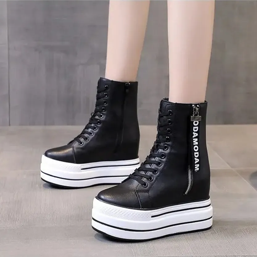 Funki Buys | Boots | Women's Platform Zip Ankle Boot Sneakers