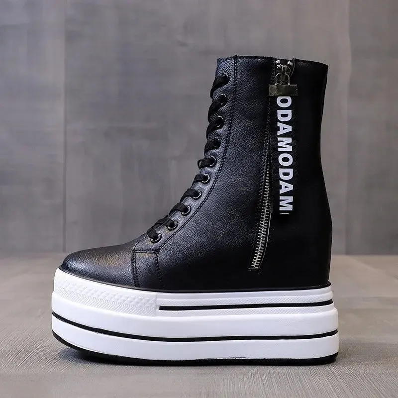 Funki Buys | Boots | Women's Platform Zip Ankle Boot Sneakers