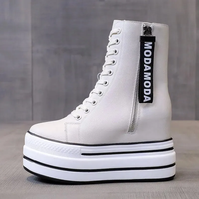 Funki Buys | Boots | Women's Platform Zip Ankle Boot Sneakers