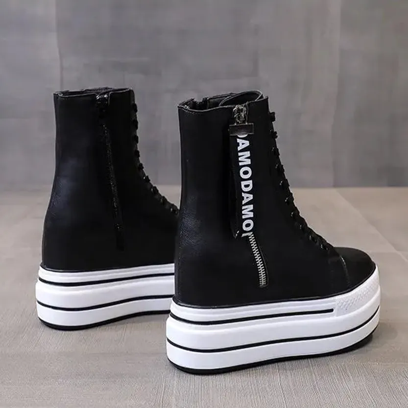 Funki Buys | Boots | Women's Platform Zip Ankle Boot Sneakers