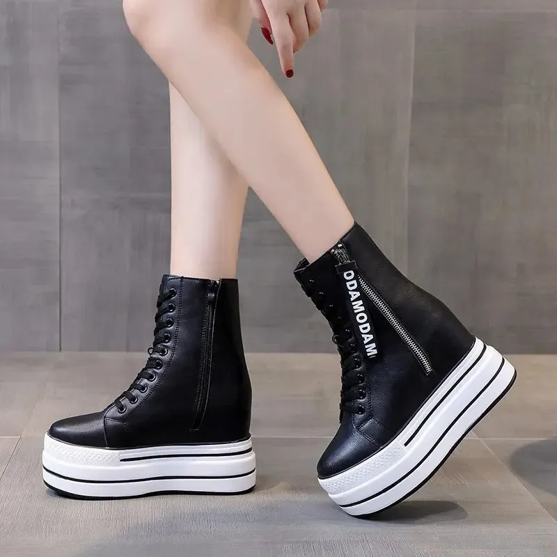 Funki Buys | Boots | Women's Platform Zip Ankle Boot Sneakers