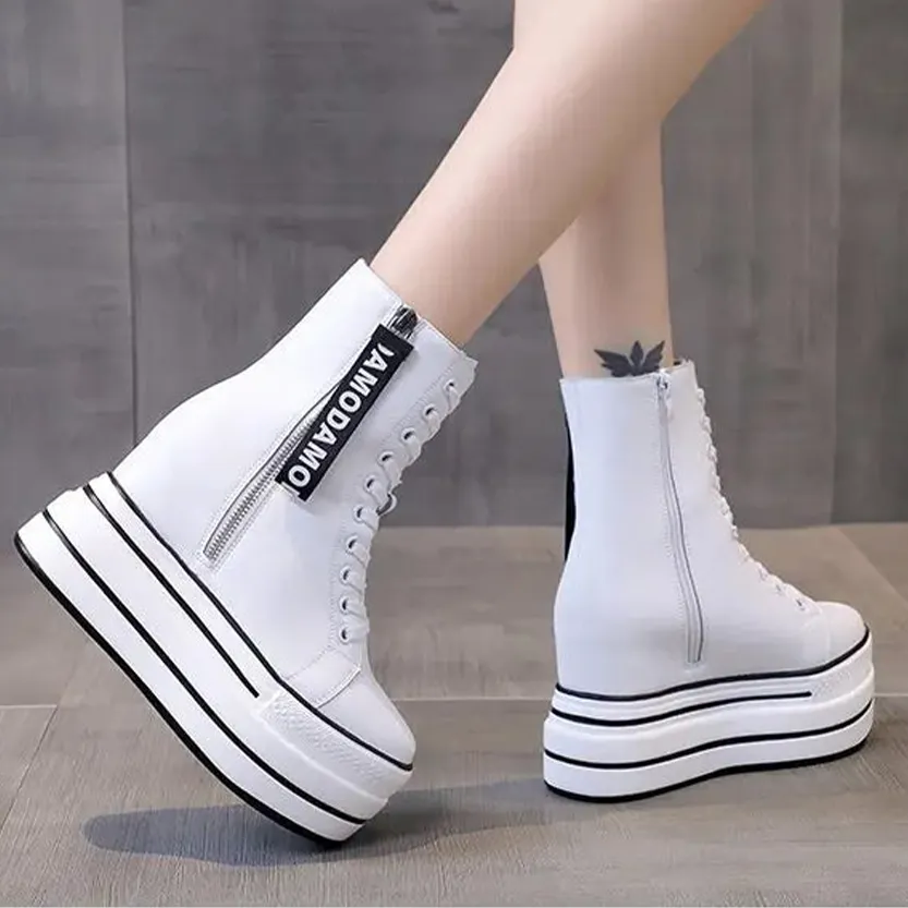 Funki Buys | Boots | Women's Platform Zip Ankle Boot Sneakers