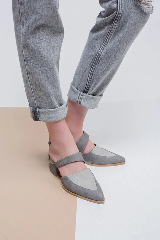 Gray Bermuda - Vegan Mules