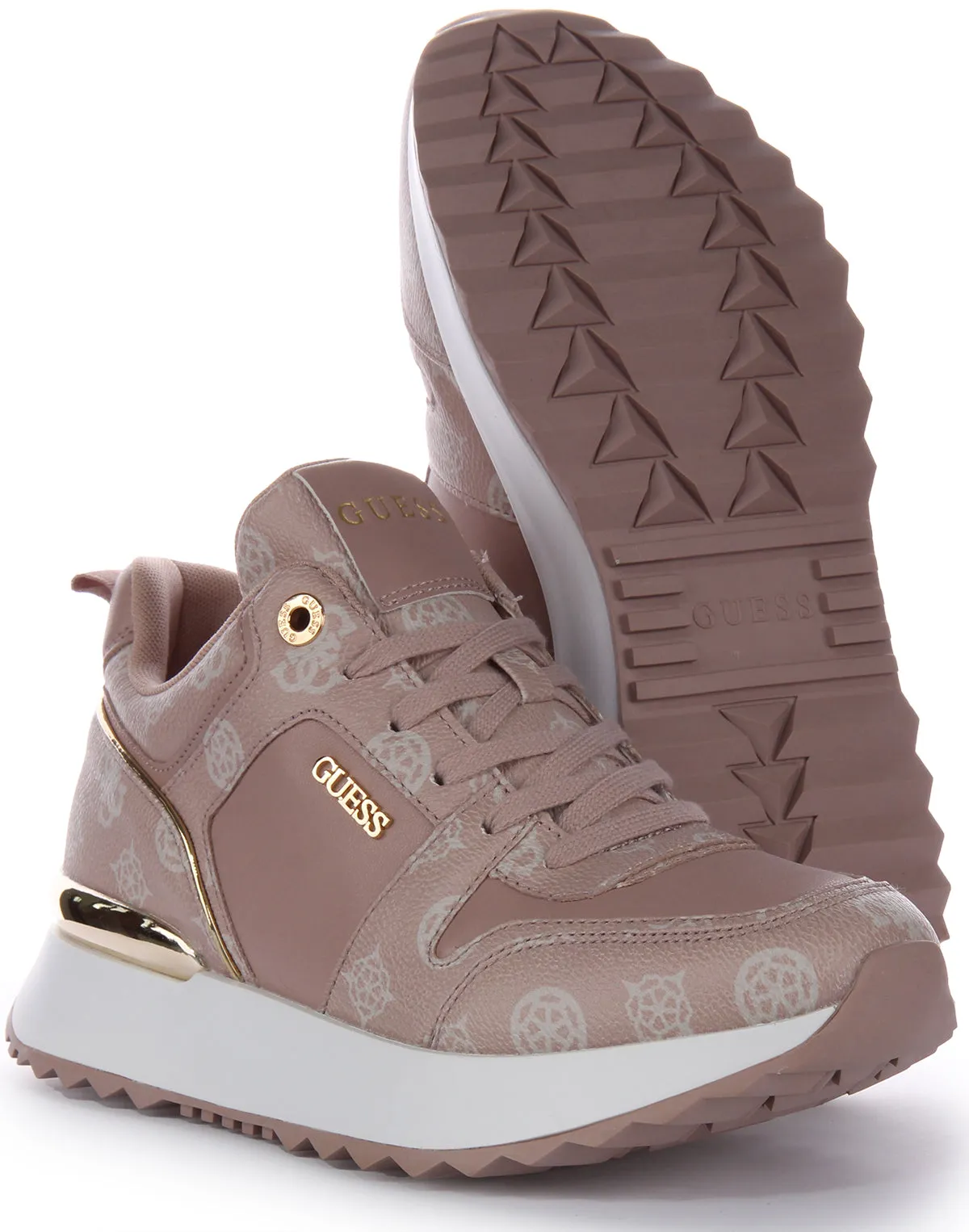 Guess Kaddy Peony Trainers In Pink White For Women