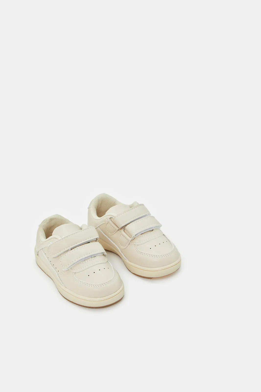 Infant Boys Cream Velcro Strap Sneakers