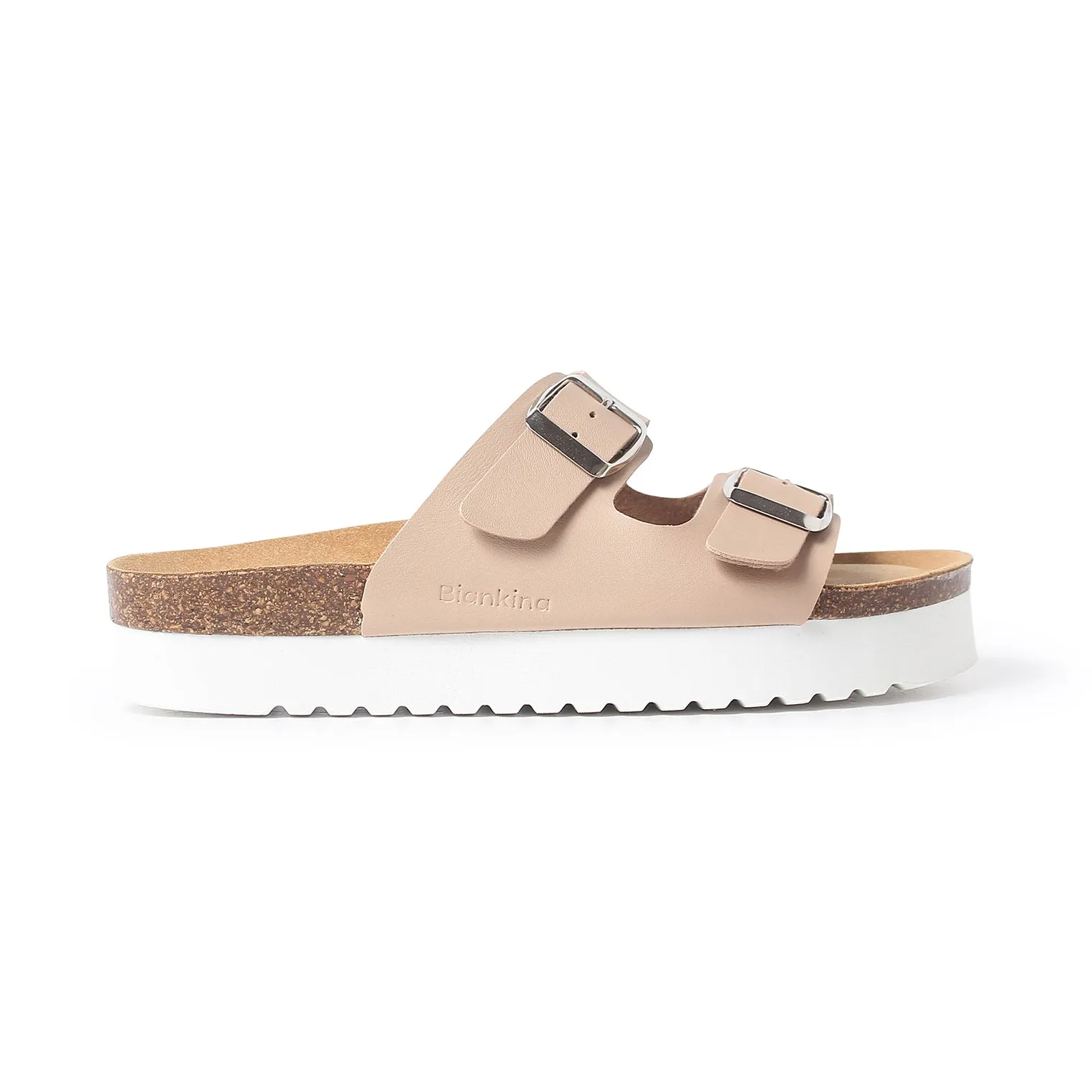 Muro Two-Strap Vegan Leather Platform Cork Sandal - Nude