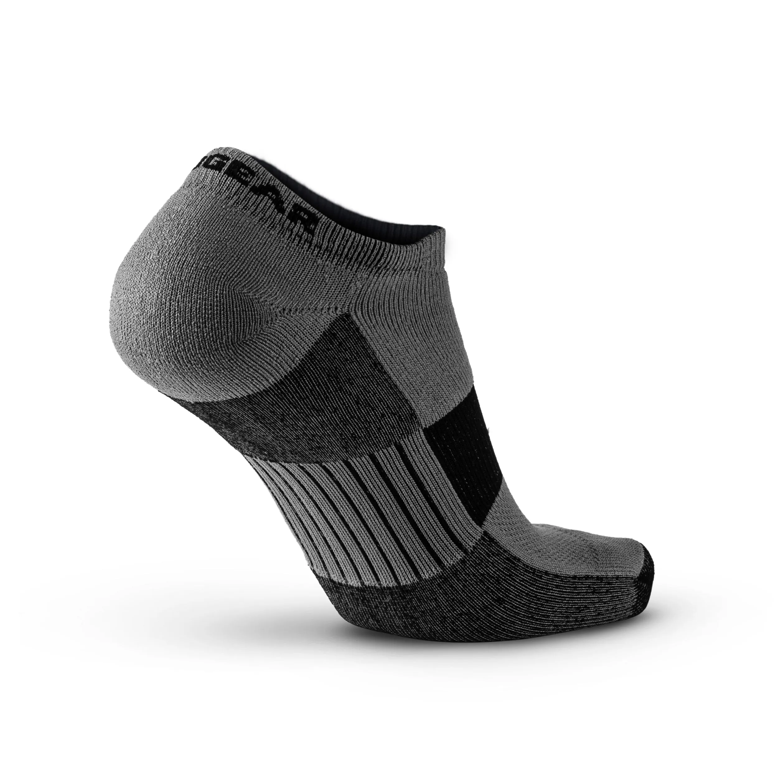 No-Show Running Socks - Gray/Black (2 Pair Pack)