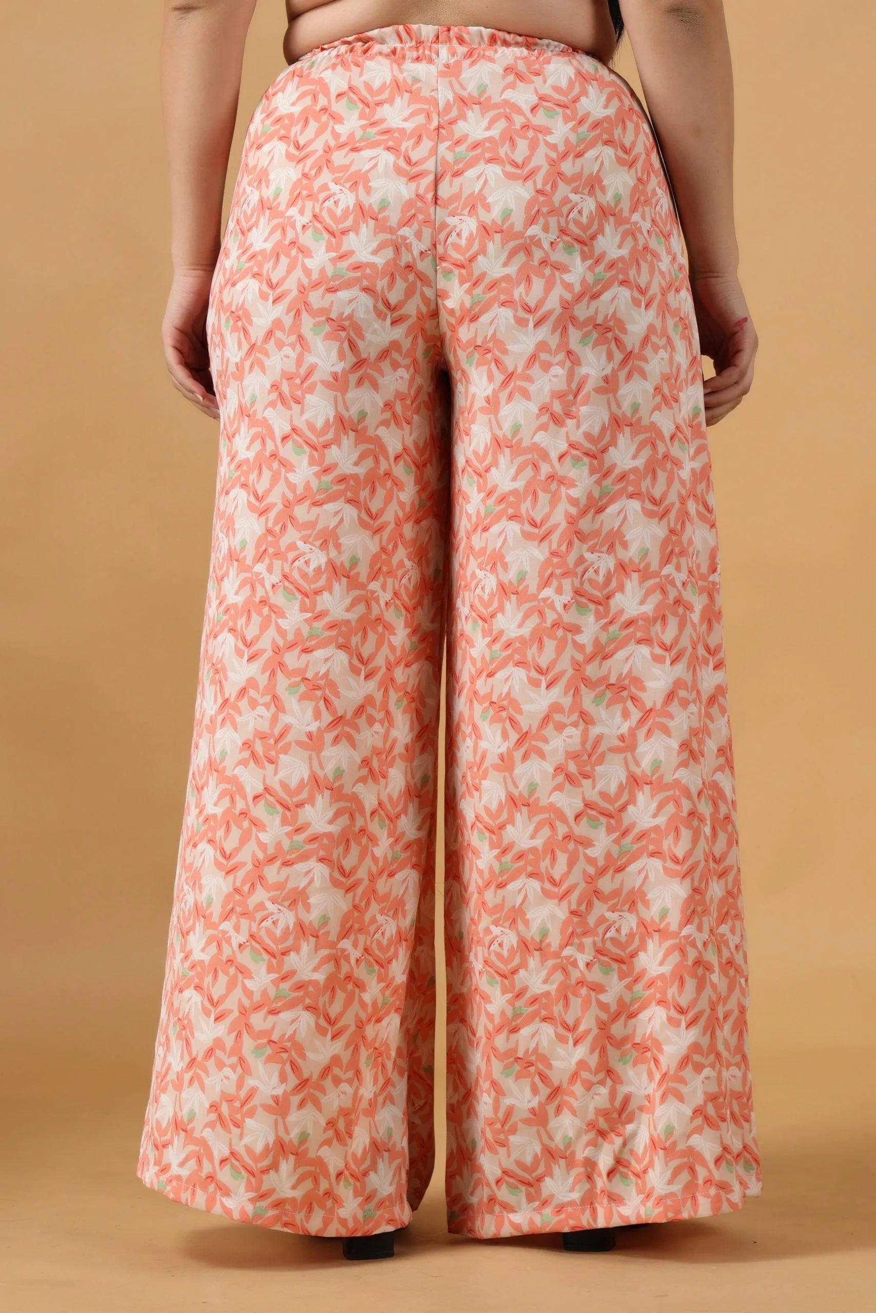 Peach Floral Printed Palazzo