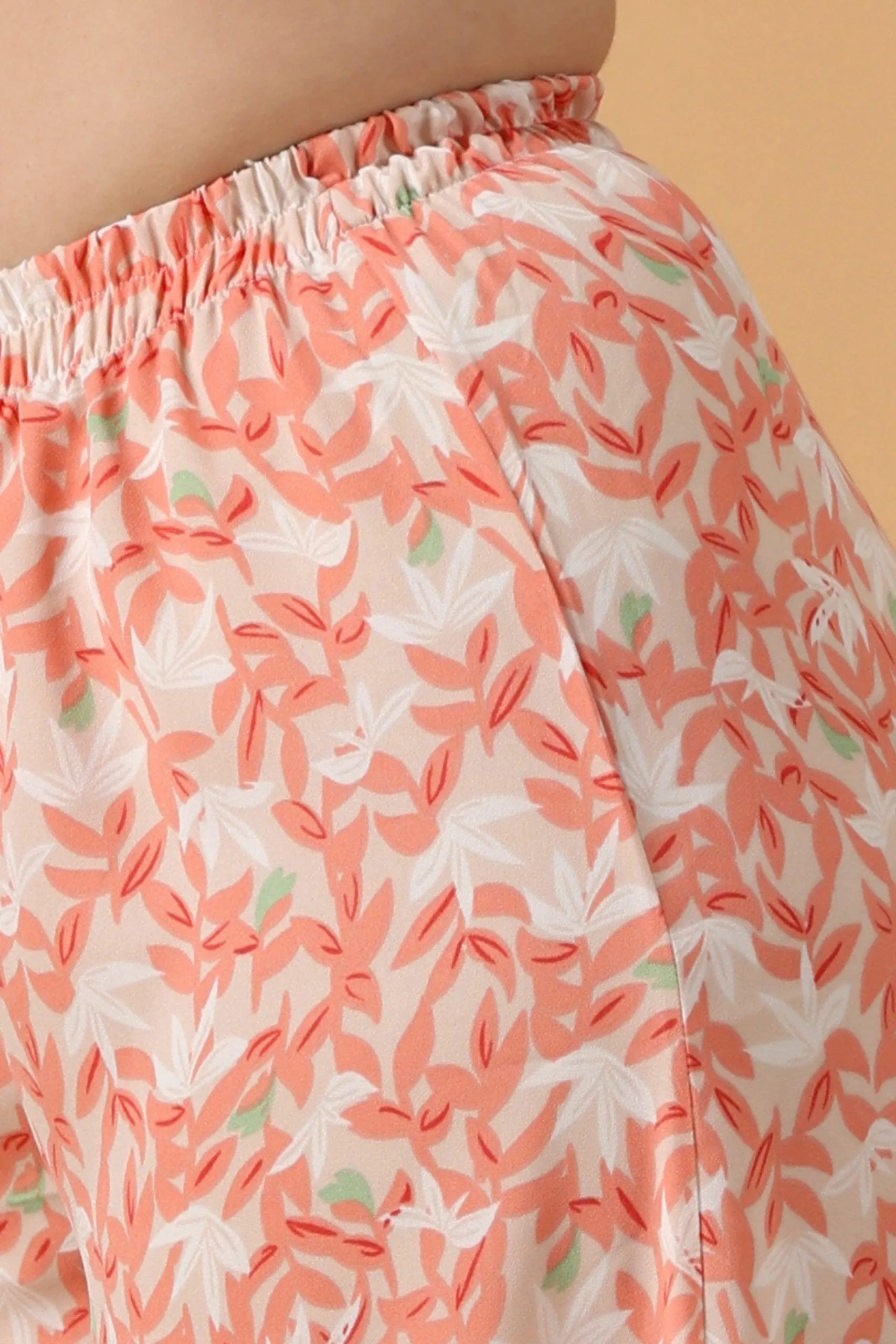 Peach Floral Printed Palazzo