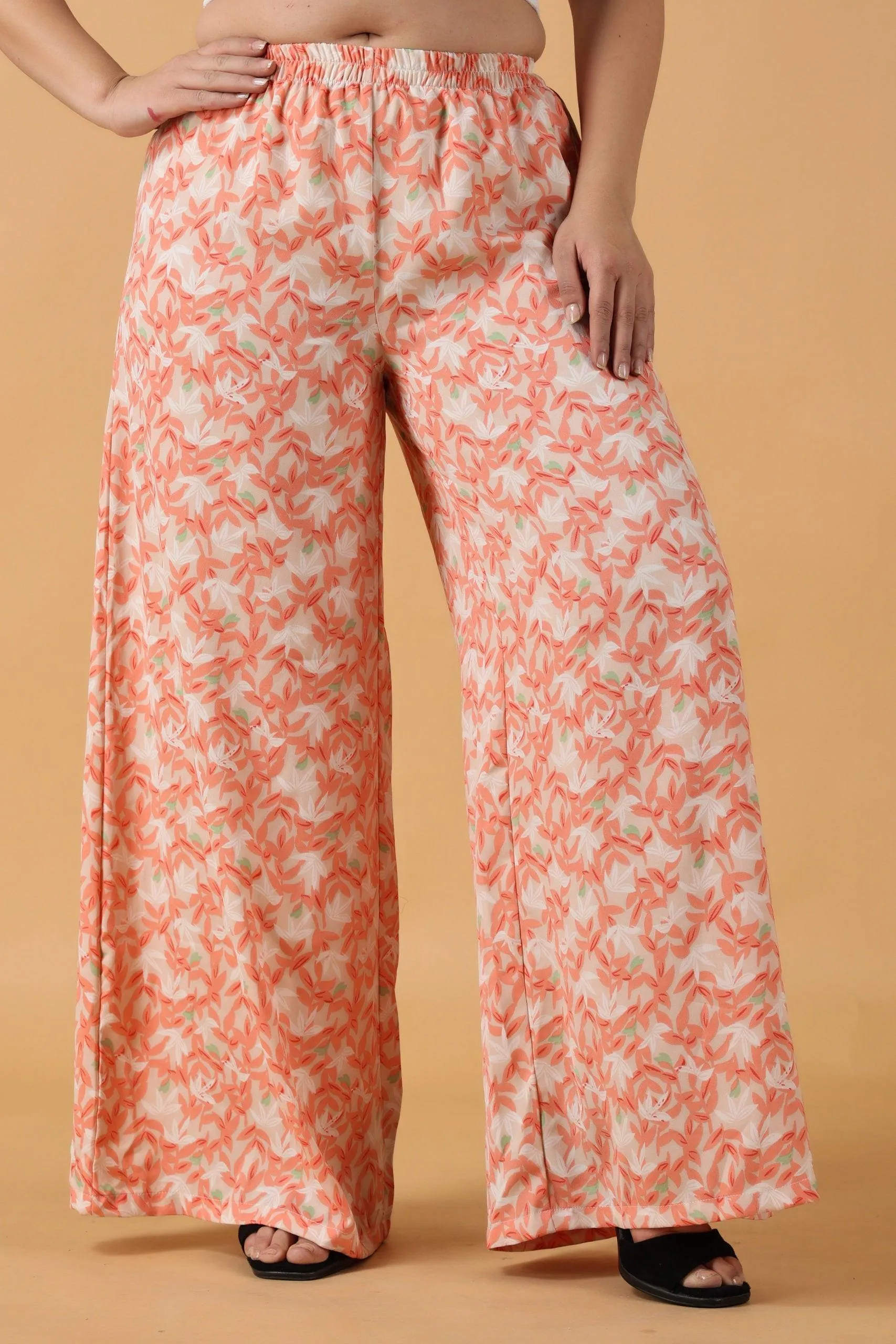 Peach Floral Printed Palazzo