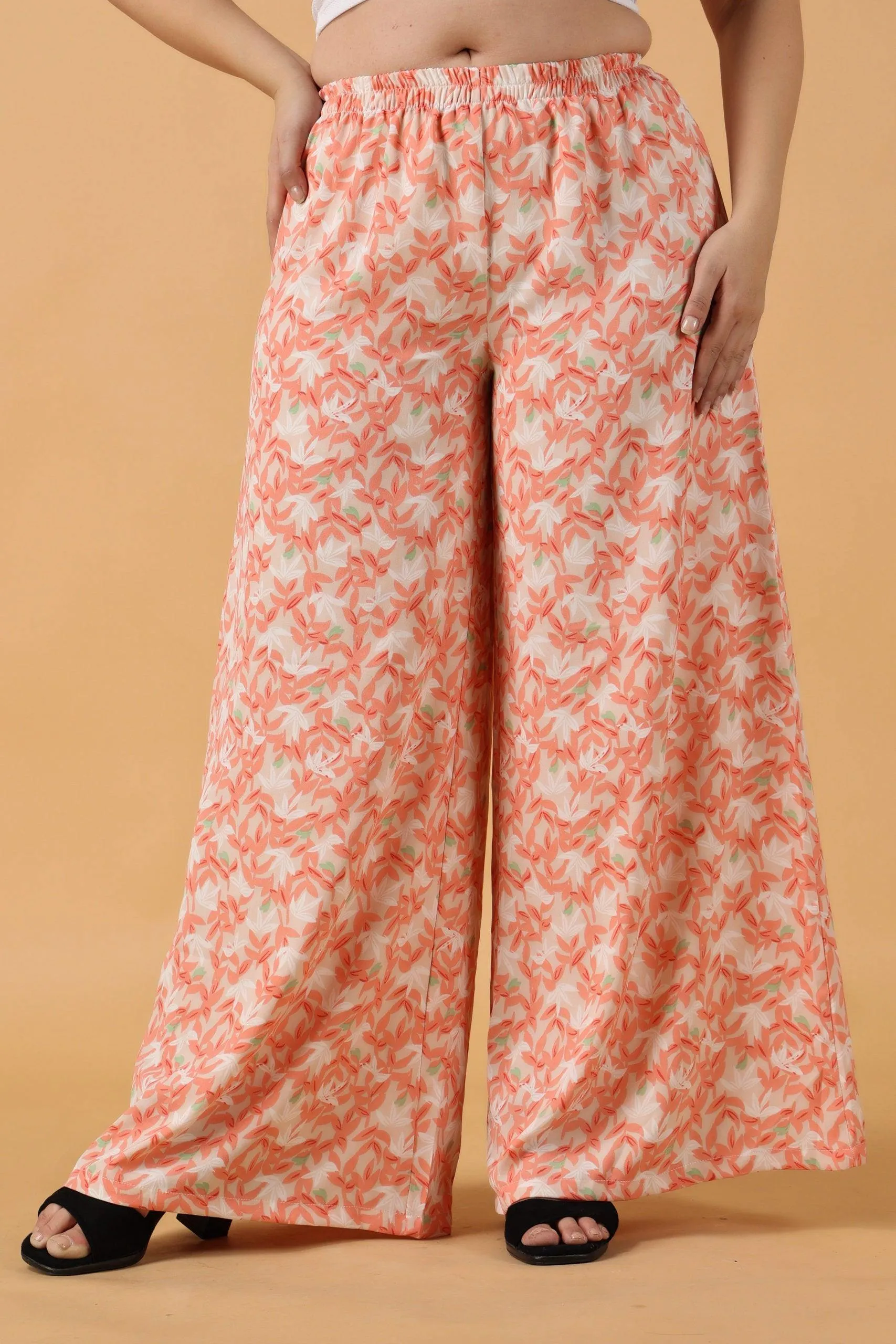 Peach Floral Printed Palazzo