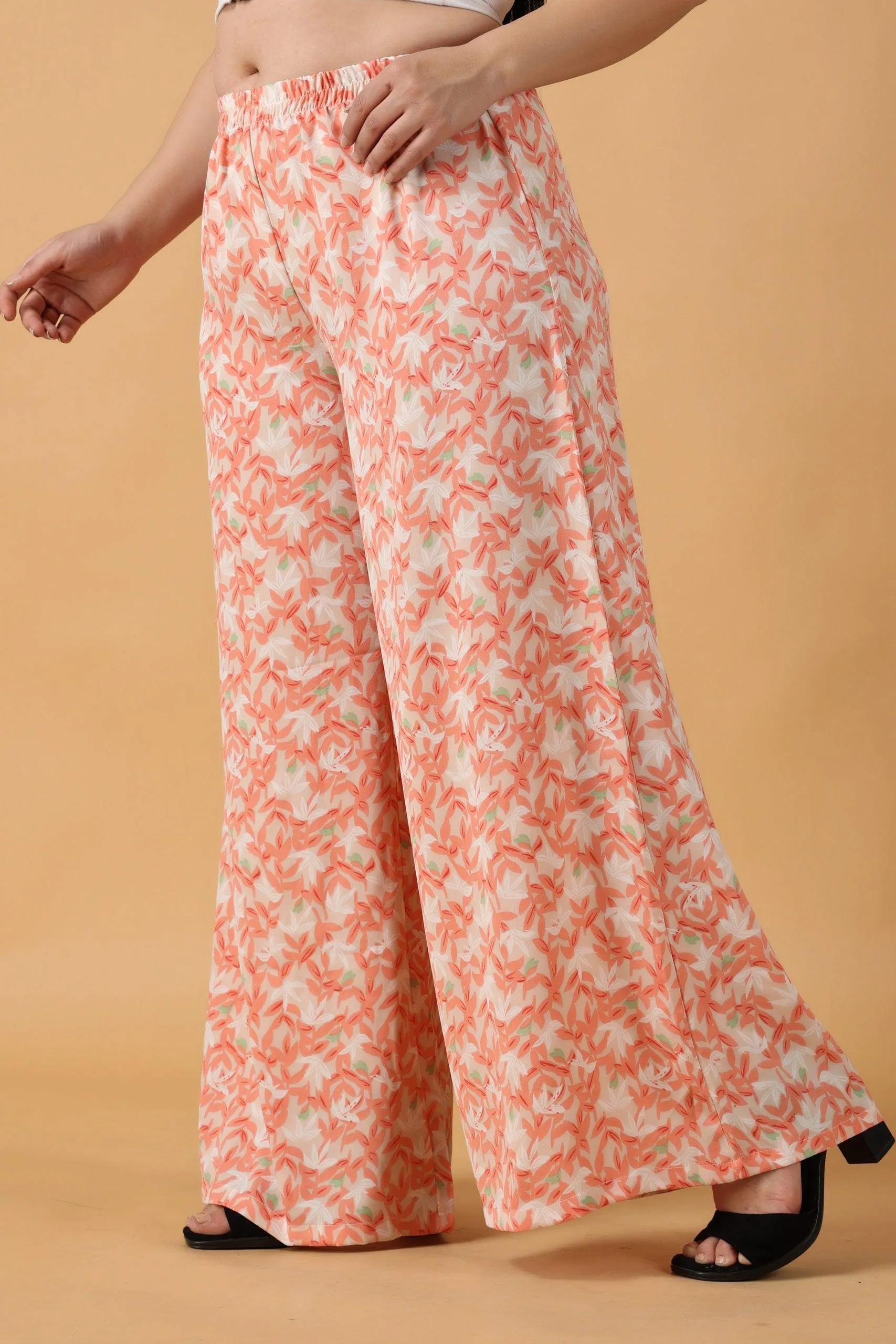 Peach Floral Printed Palazzo