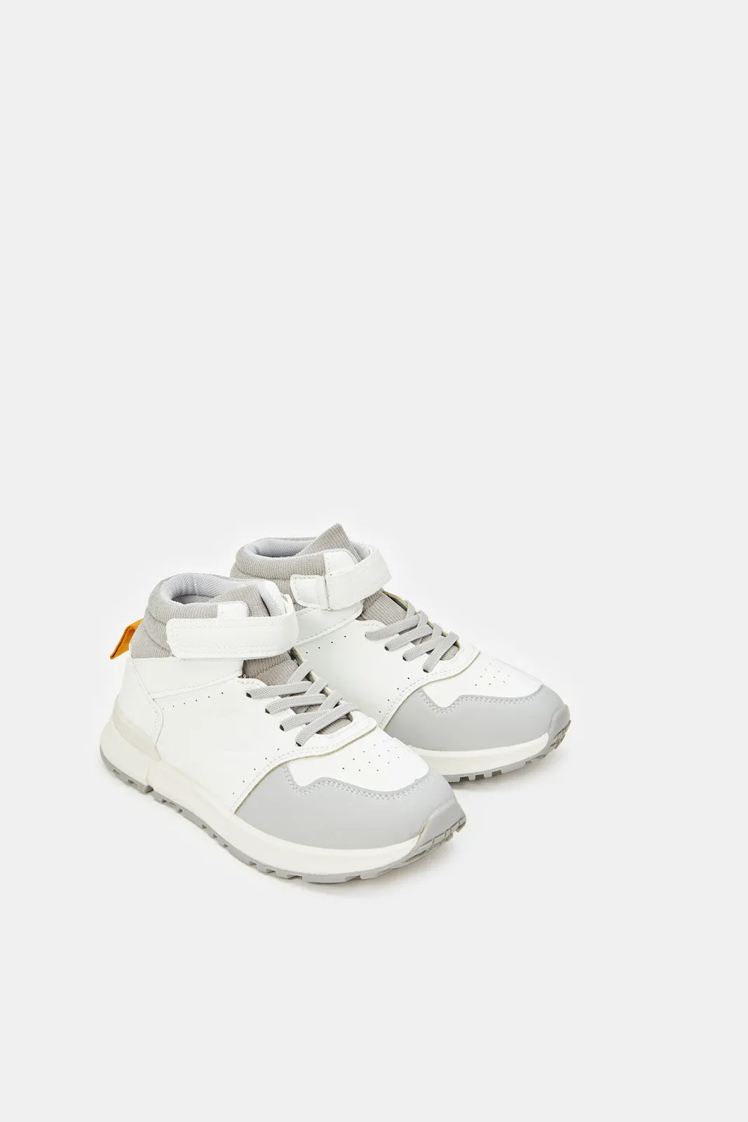 Senior Boys White High Top Sneakers