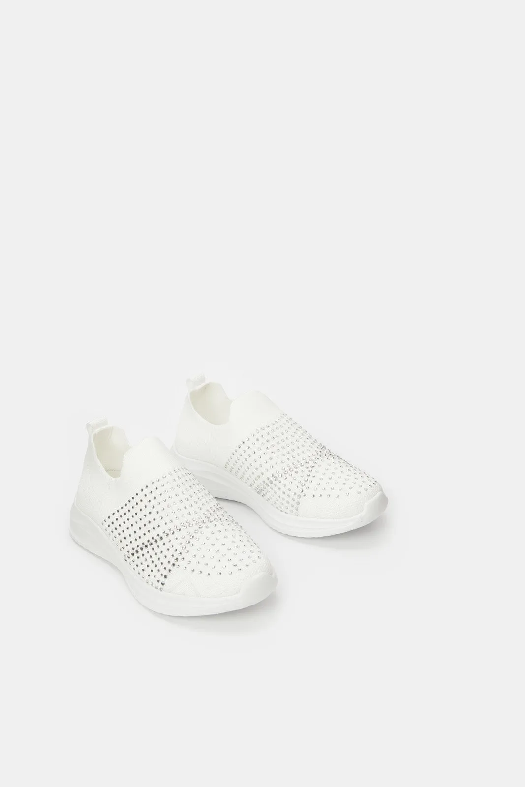 Senior Girls White Slip-On Trainer