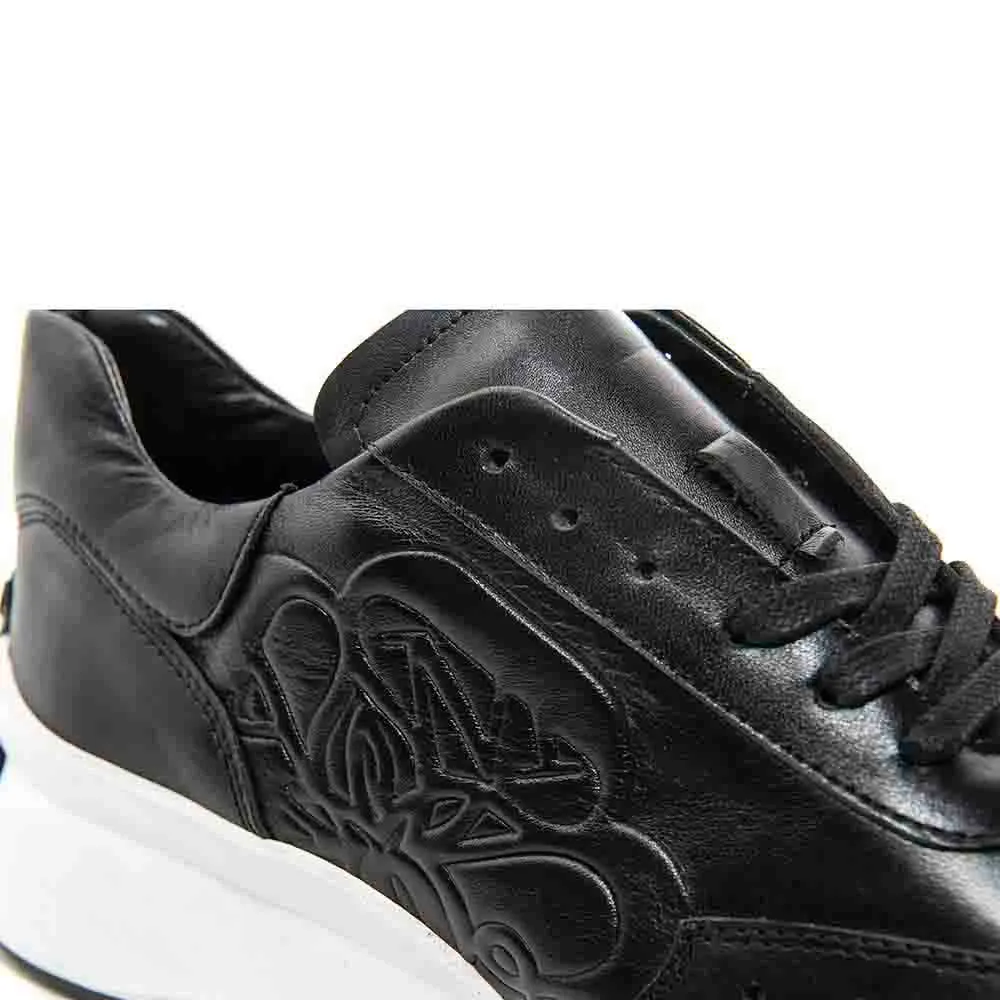 Sigotto Uomo Black Italian Soft Nappa Leather Fashion Sneaker