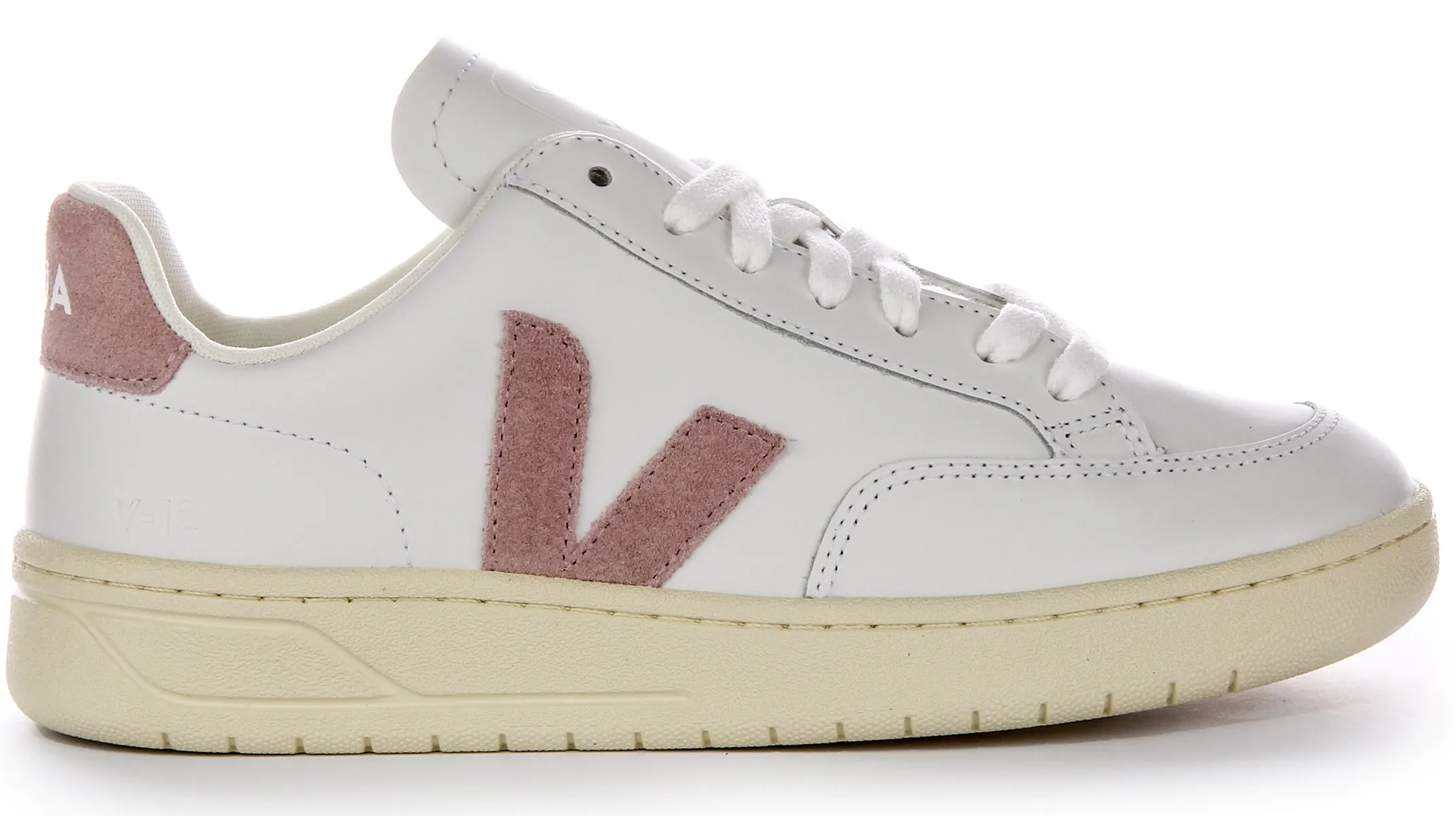 Veja V 12 Leather In White Pink For Women