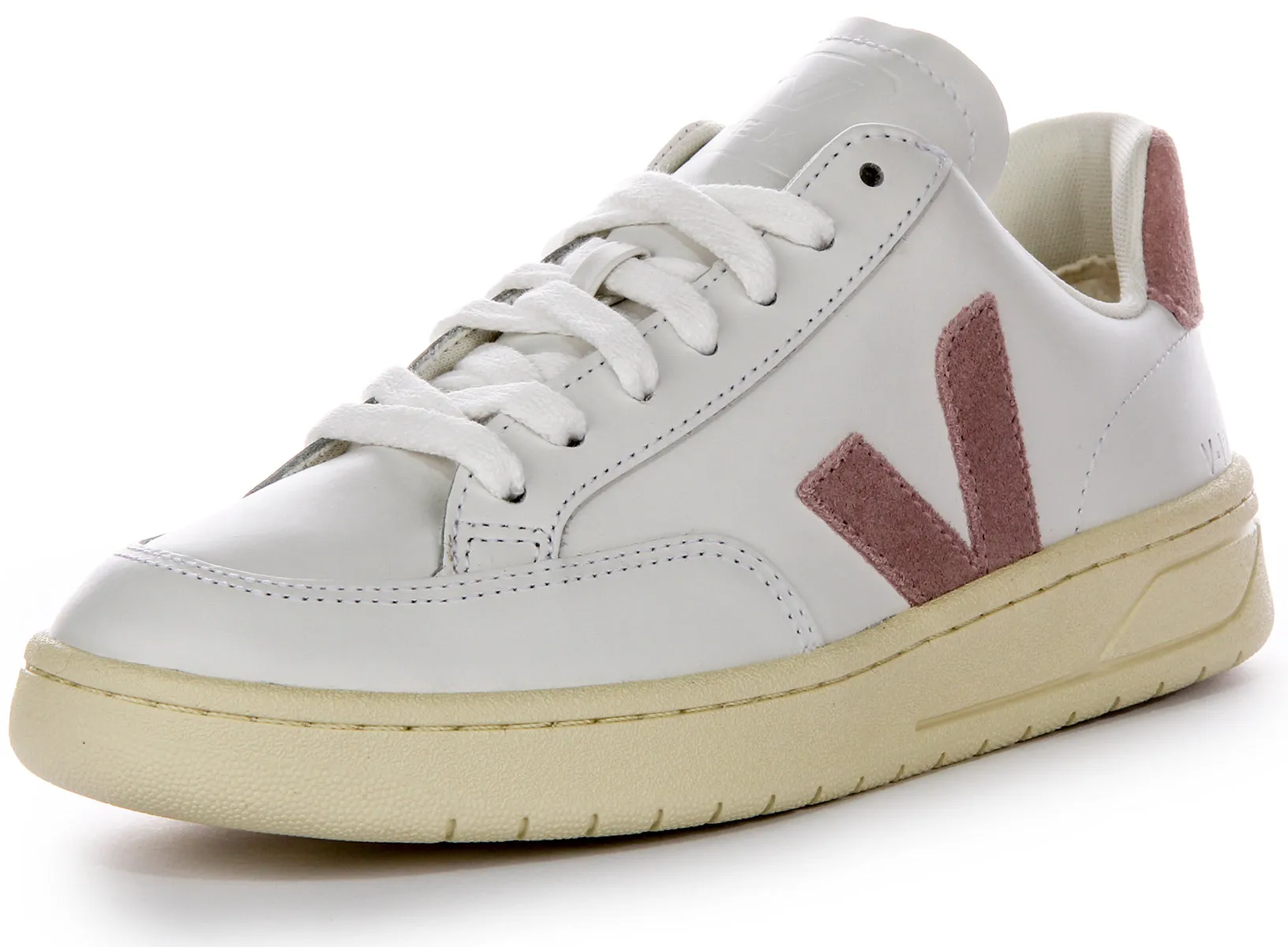 Veja V 12 Leather In White Pink For Women