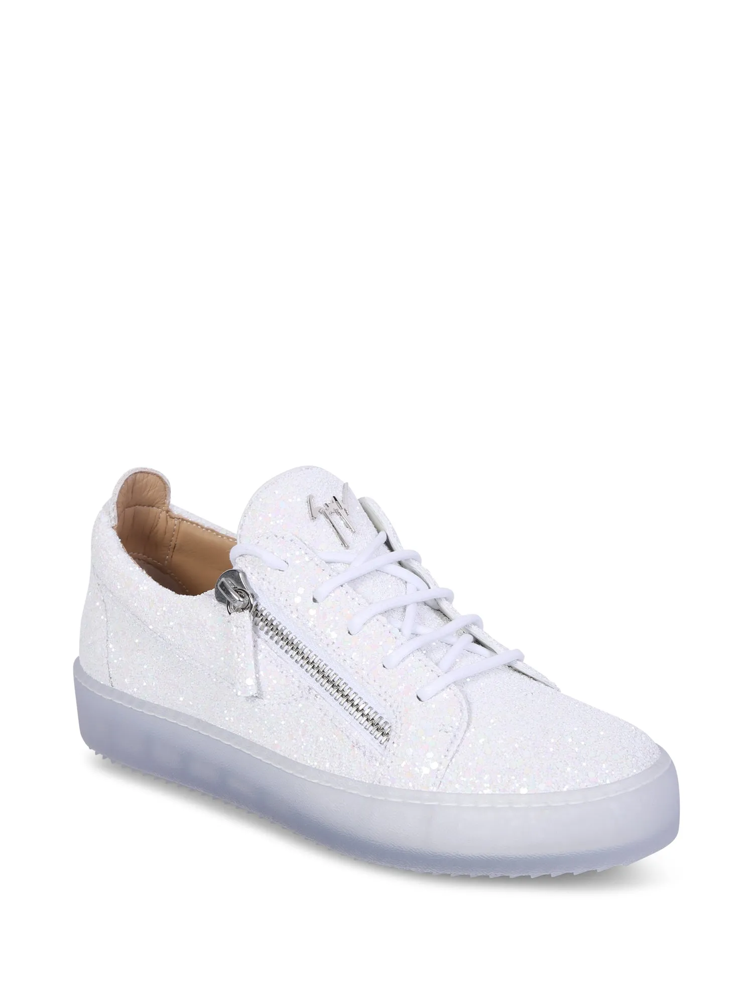 White glitter trainers