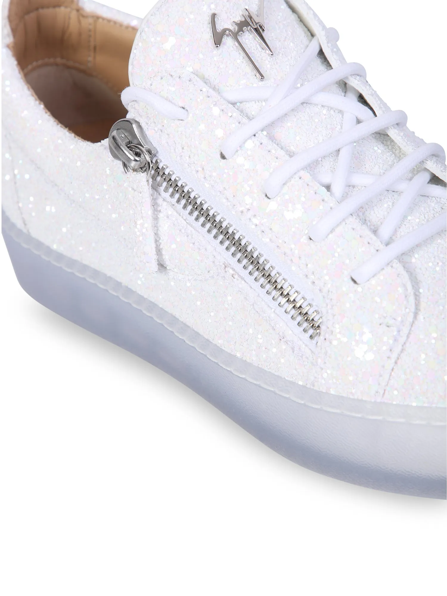 White glitter trainers