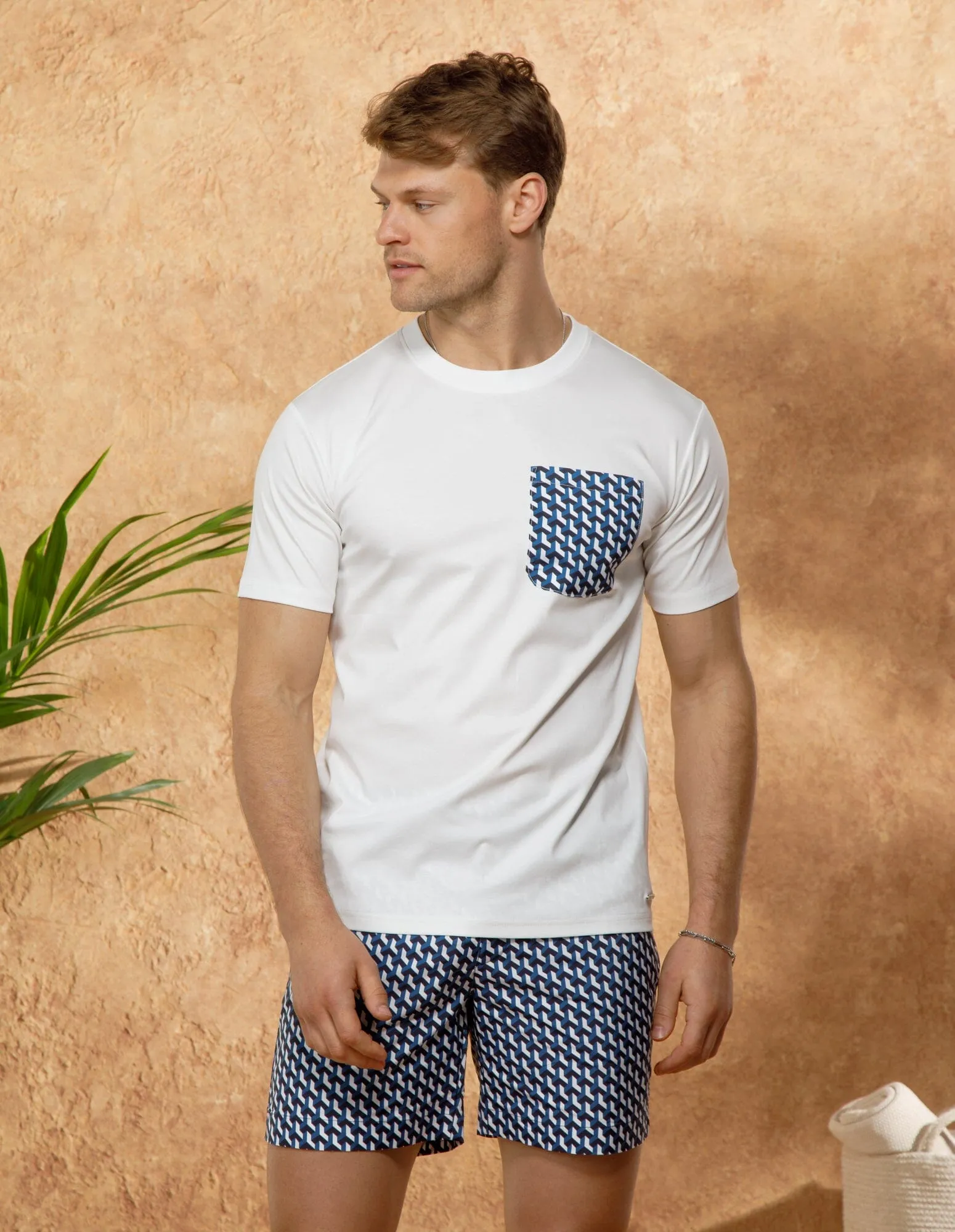 White/Light Blue Illusion Pocket T-Shirt