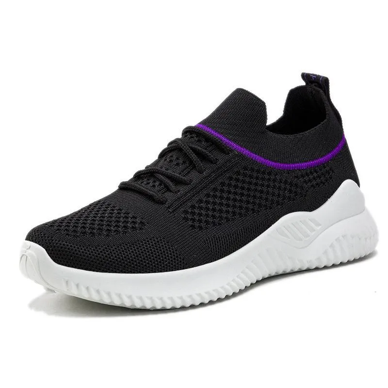 Women flyknit slip on sneakers comfy running tennis shoes