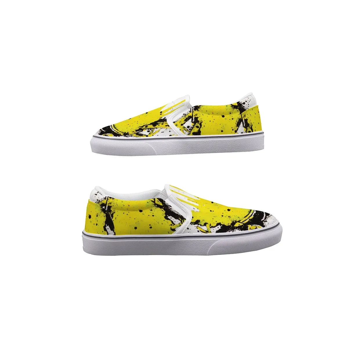 Women's Slip On Sneakers yello/blk abstract print